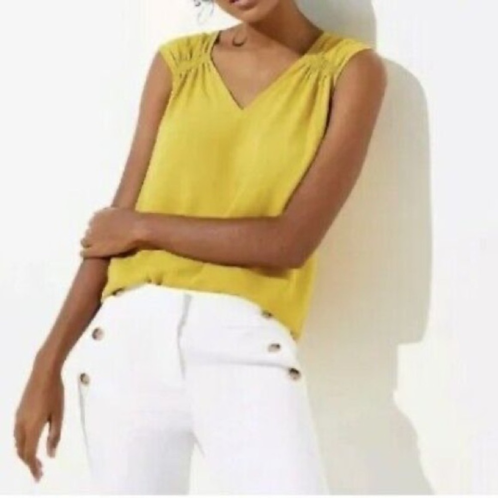 Size small womens yellow tank top shirt blouse casual dress wear career
